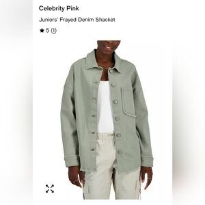 Light Green Denim Shacket, Size XS